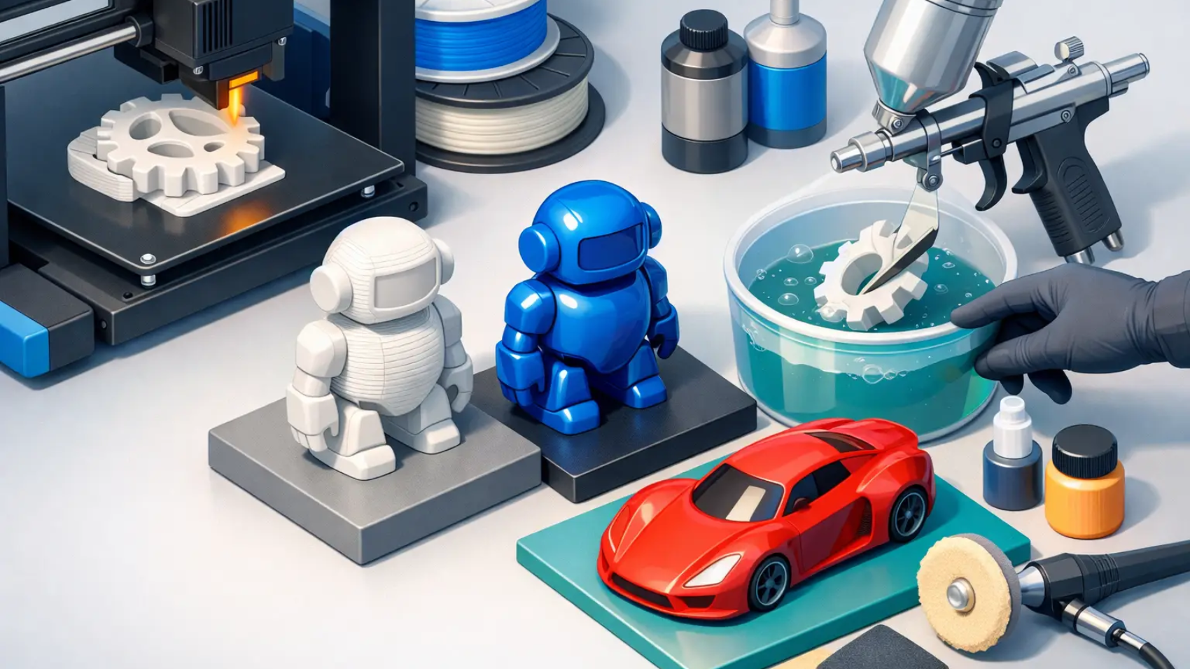 Cómo elegir acabados para piezas impresas 3D